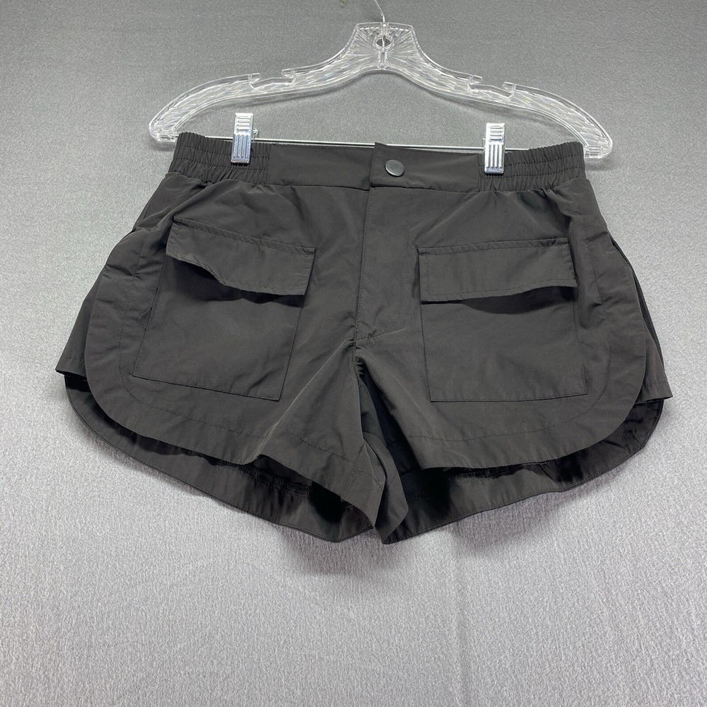 Madden NYC Cargo Shorts Womens Medium Black Utility Dolphin Hem Snap Pockets